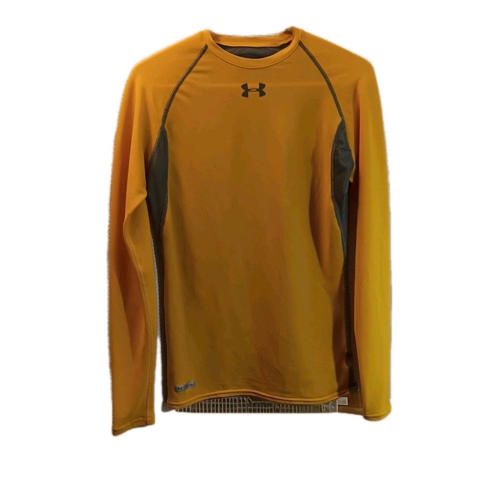 Under Armour Metal HeatGear Athletic Shirt Boys Youth Large Yellow Gray LG